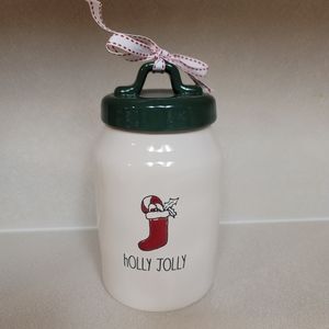 Brand new Rae Dunn HOLLY JOLLY Canister!